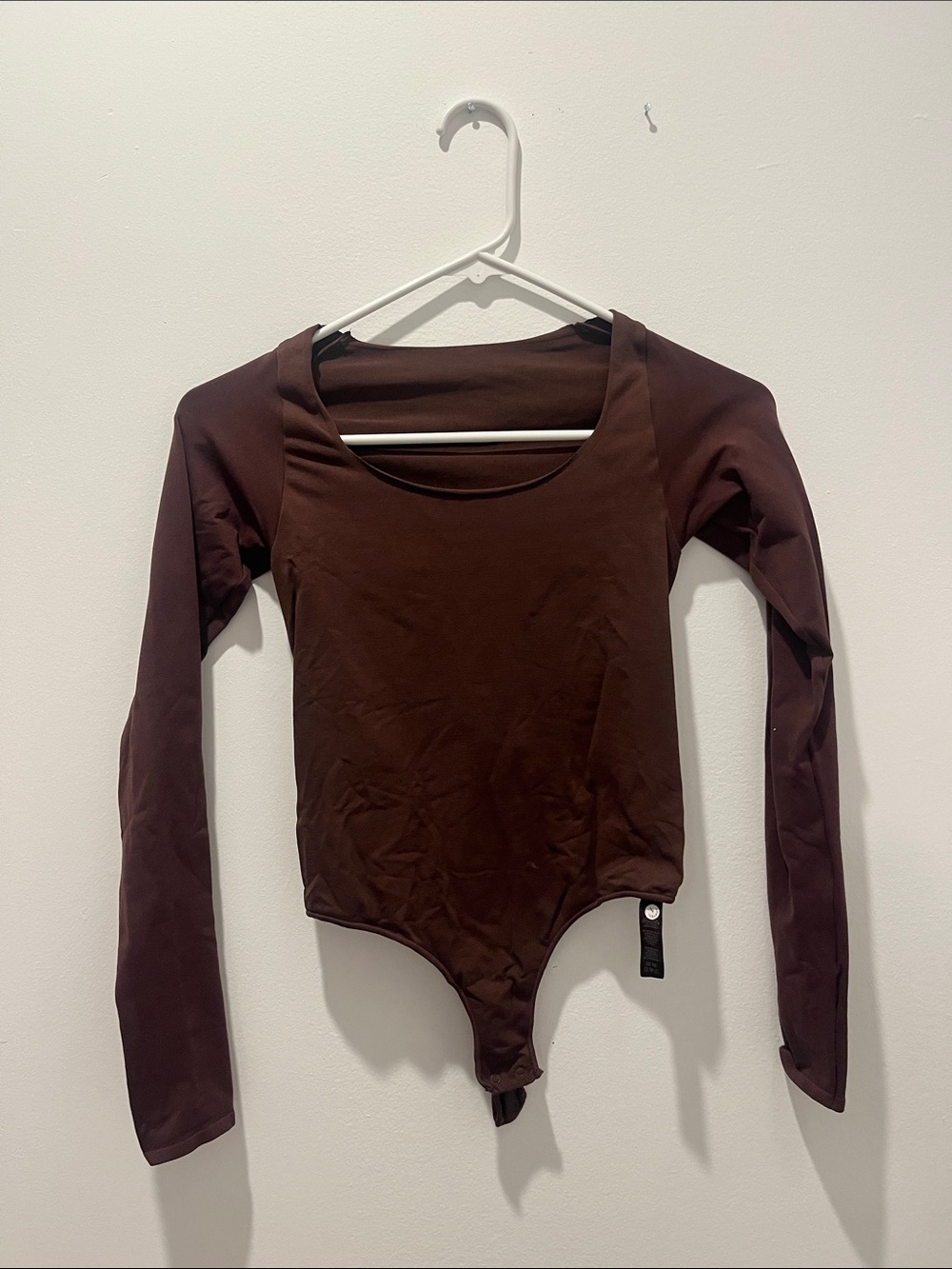 SKIMS Chocolate Brown Long Sleeve Scoop Neck Bodysuit